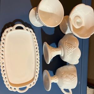 Indiana milk glass lot 5 pieces